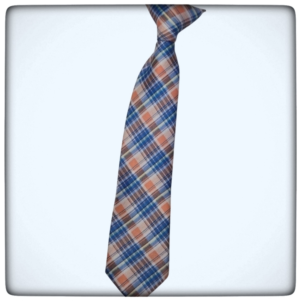 Boy Plaid Clip On Dress Tie-OS